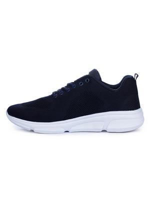 navy blue fabric lace up sport shoes - 16595244 - Standard Image - 2