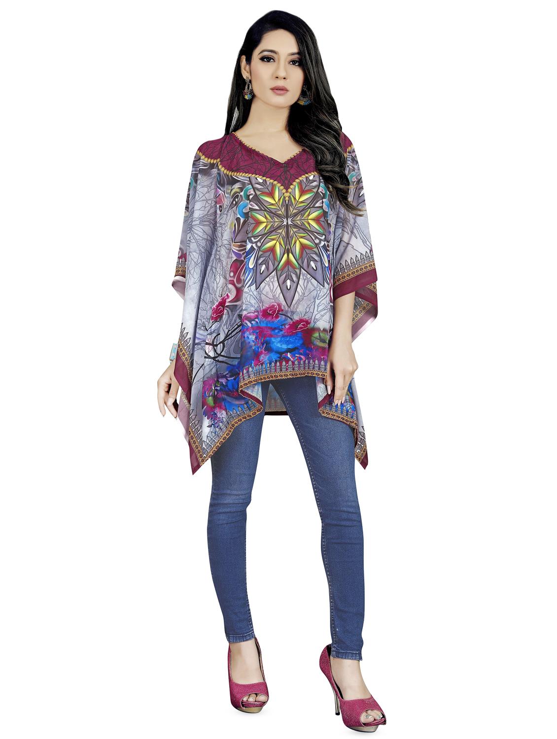 v neck asymmetric kaftan - 16595271 - Zoom Image - 1