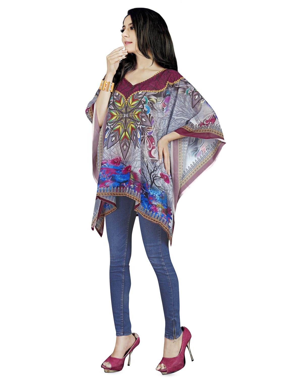 v neck asymmetric kaftan - 16595271 - Zoom Image - 2