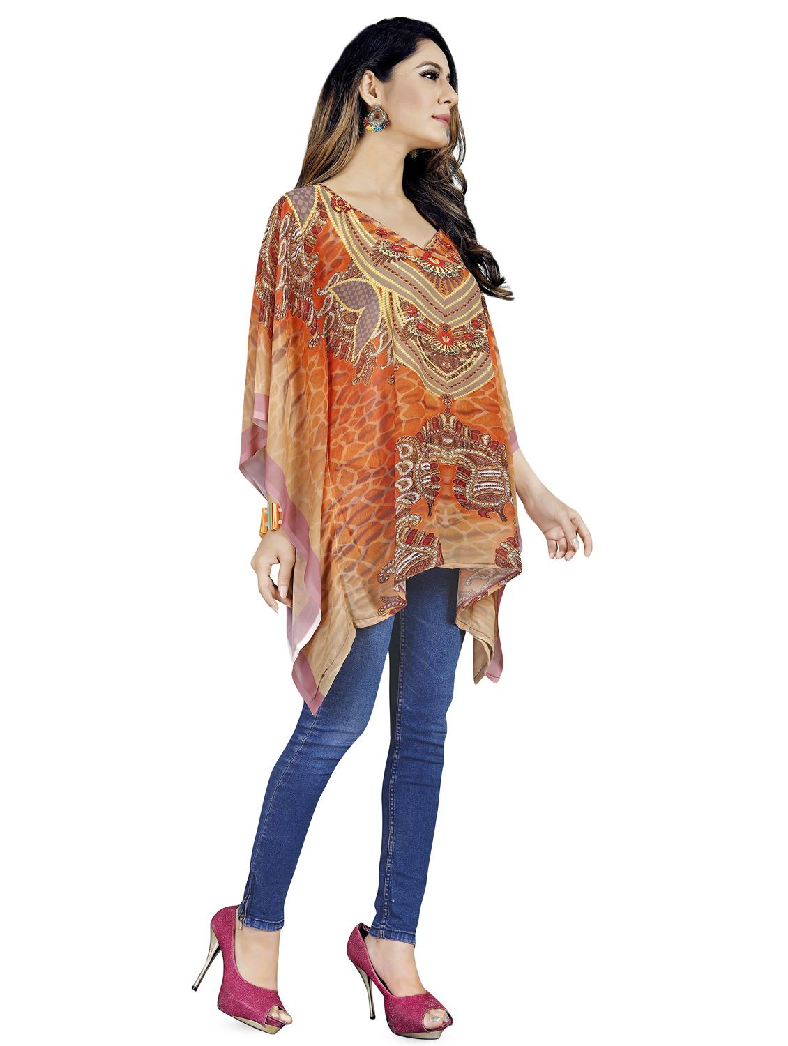 v neck asymmetric kaftan - 16595275 - Zoom Image - 2