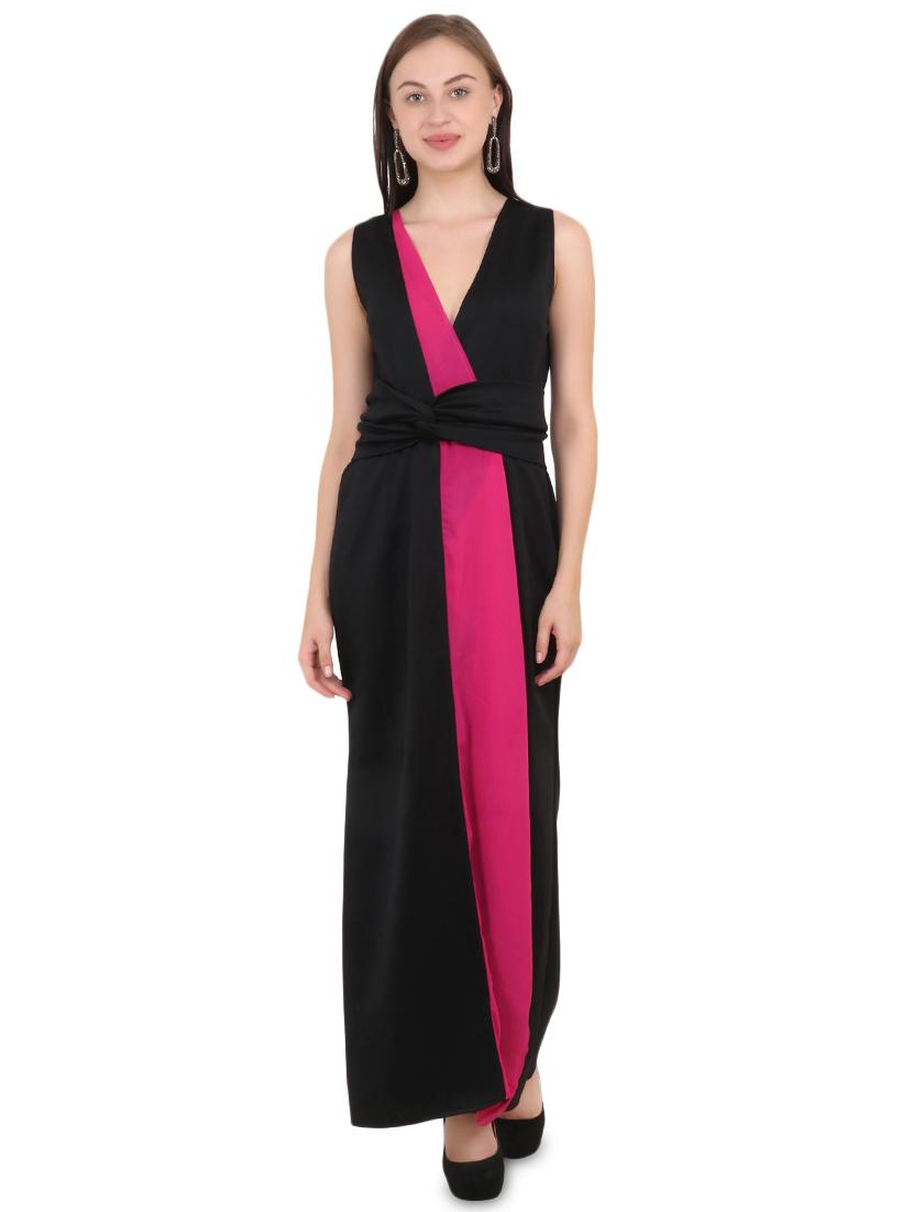 v neck color block maxi dress - 16595400 - Zoom Image - 1
