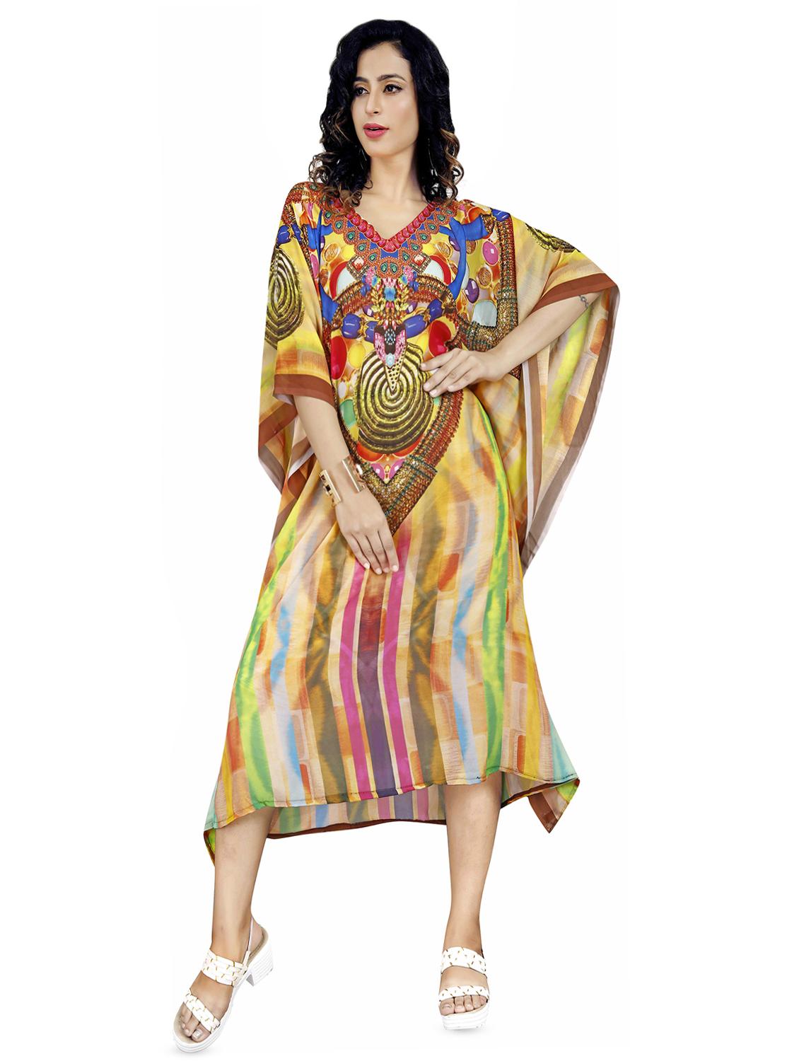 v neck long asymmetric kaftan - 16595448 - Zoom Image - 1