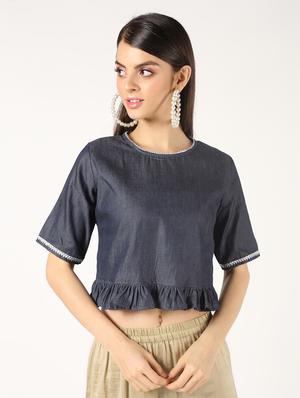 ruffle solid blouse - 16595599 - Standard Image - 2