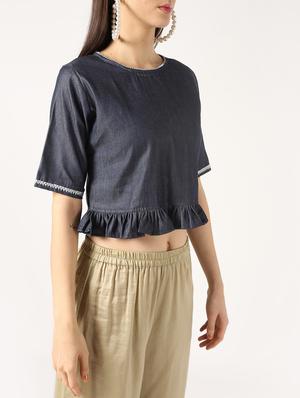 ruffle solid blouse - 16595599 - Standard Image - 5