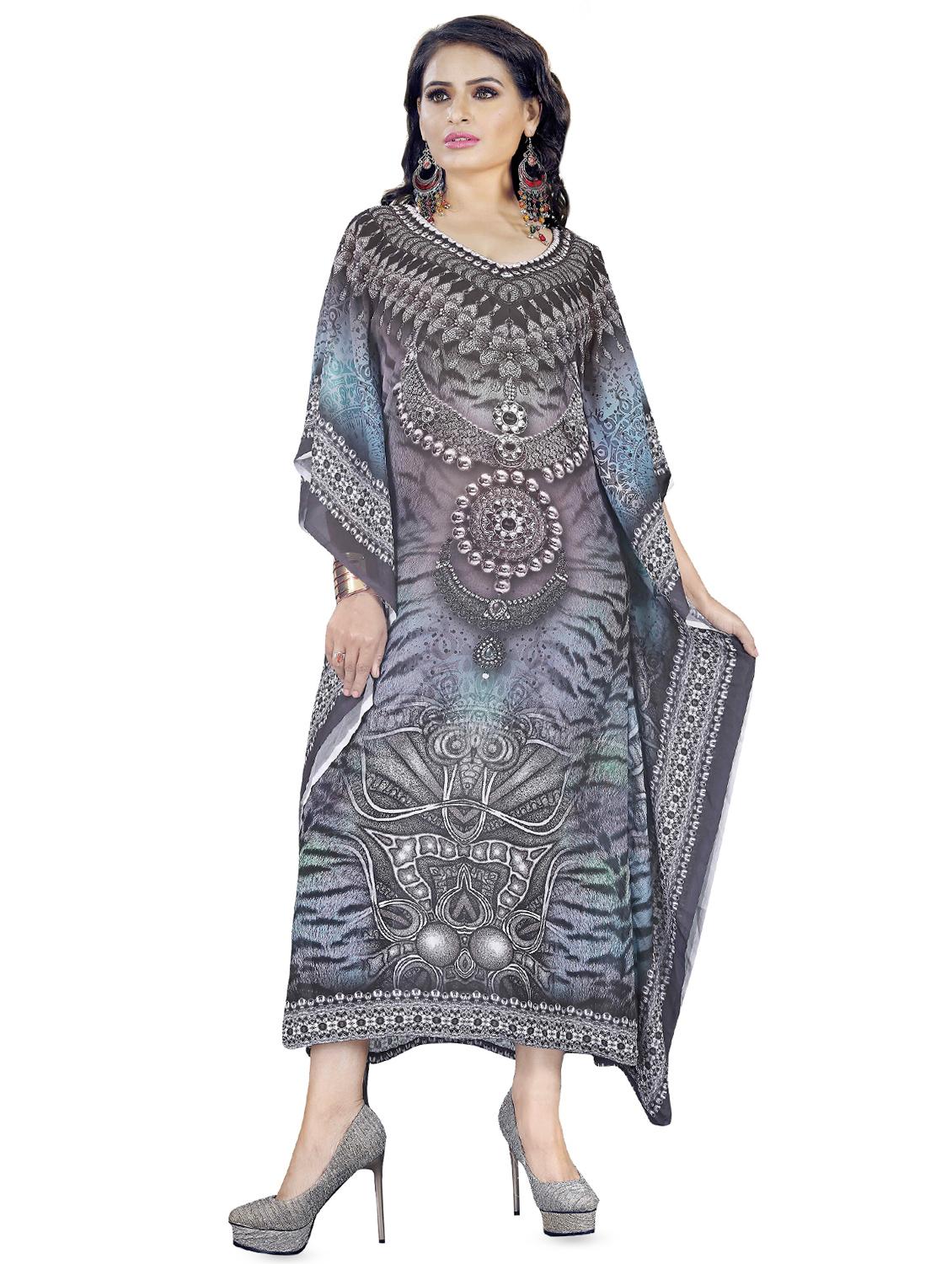 v neck long asymmetric kaftan - 16595813 - Zoom Image - 1