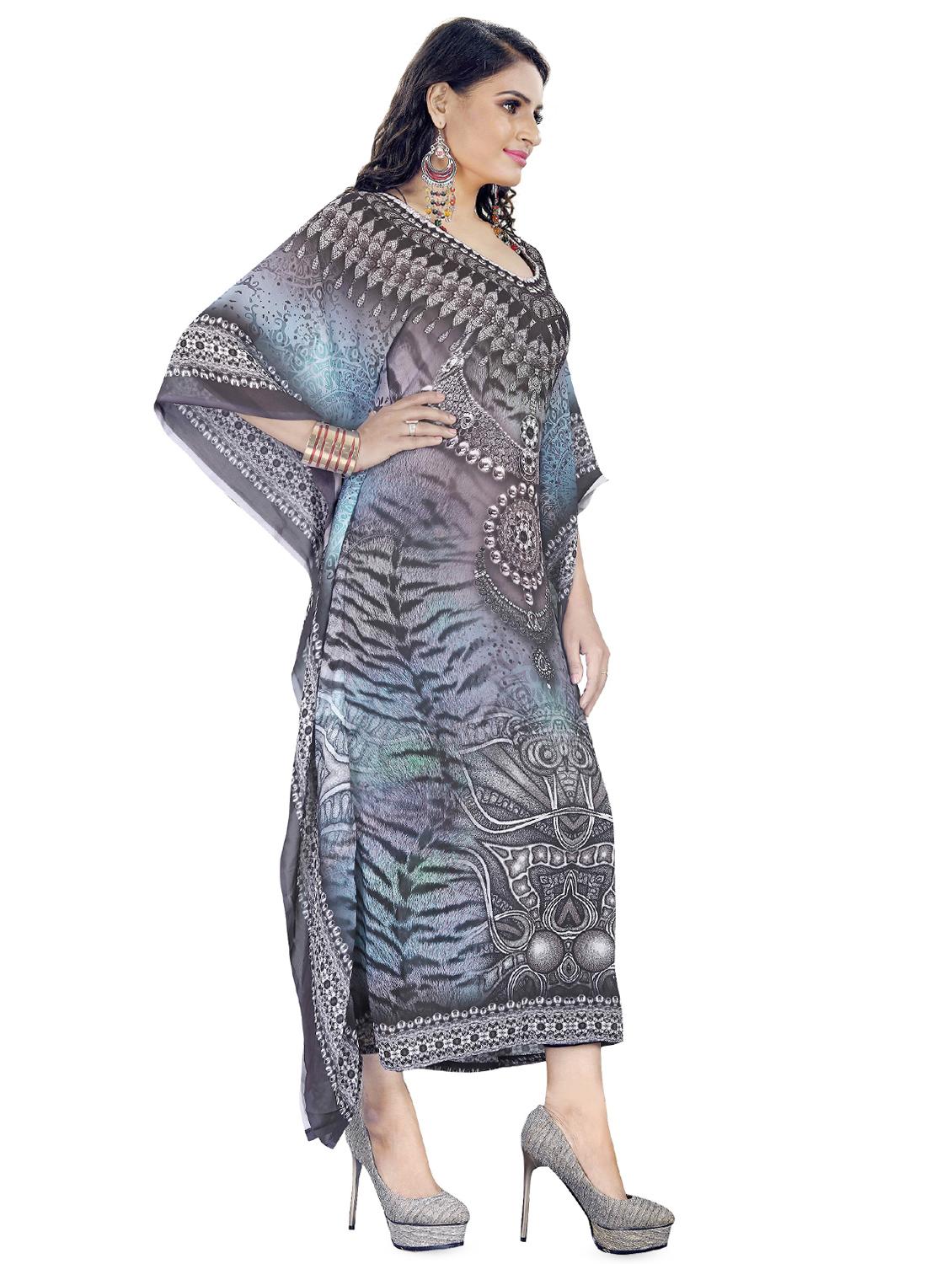 v neck long asymmetric kaftan - 16595813 - Zoom Image - 2