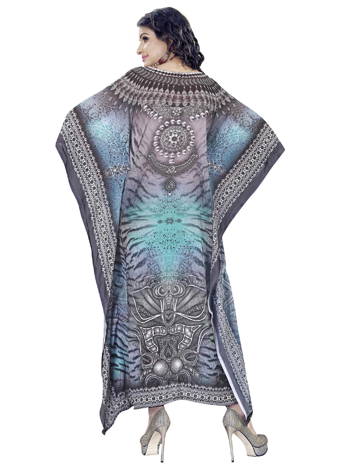 v neck long asymmetric kaftan - 16595813 - Zoom Image - 3