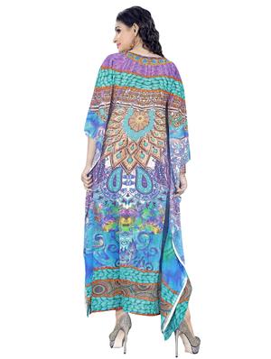 round neck long asymmetric kaftan - 16595817 - Standard Image - 3