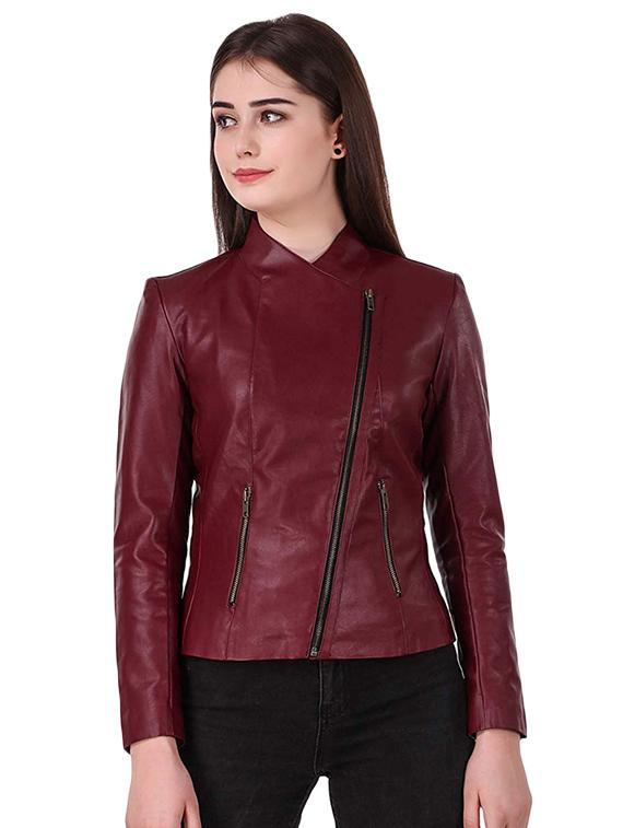 zip up detail solid leather/leatherette jacket - 16596035 - Zoom Image - 1