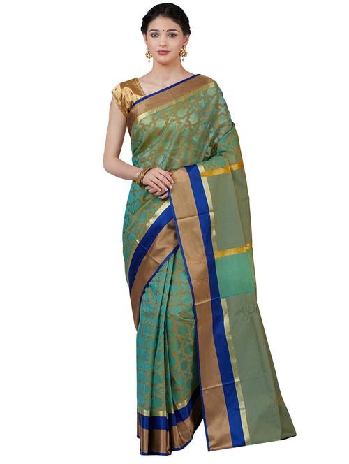 self design banarasi saree with blouse - 16596386 - Very Small Image - 1