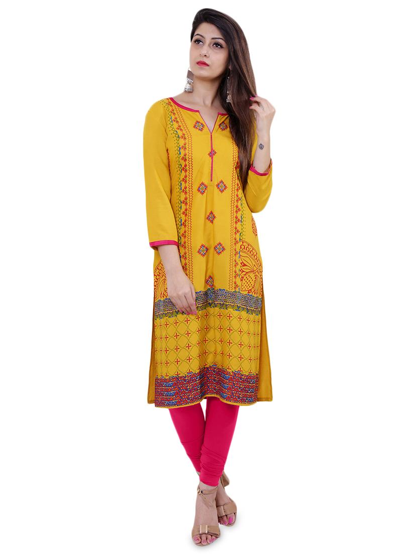printed straight kurta - 16596561 - Zoom Image - 1