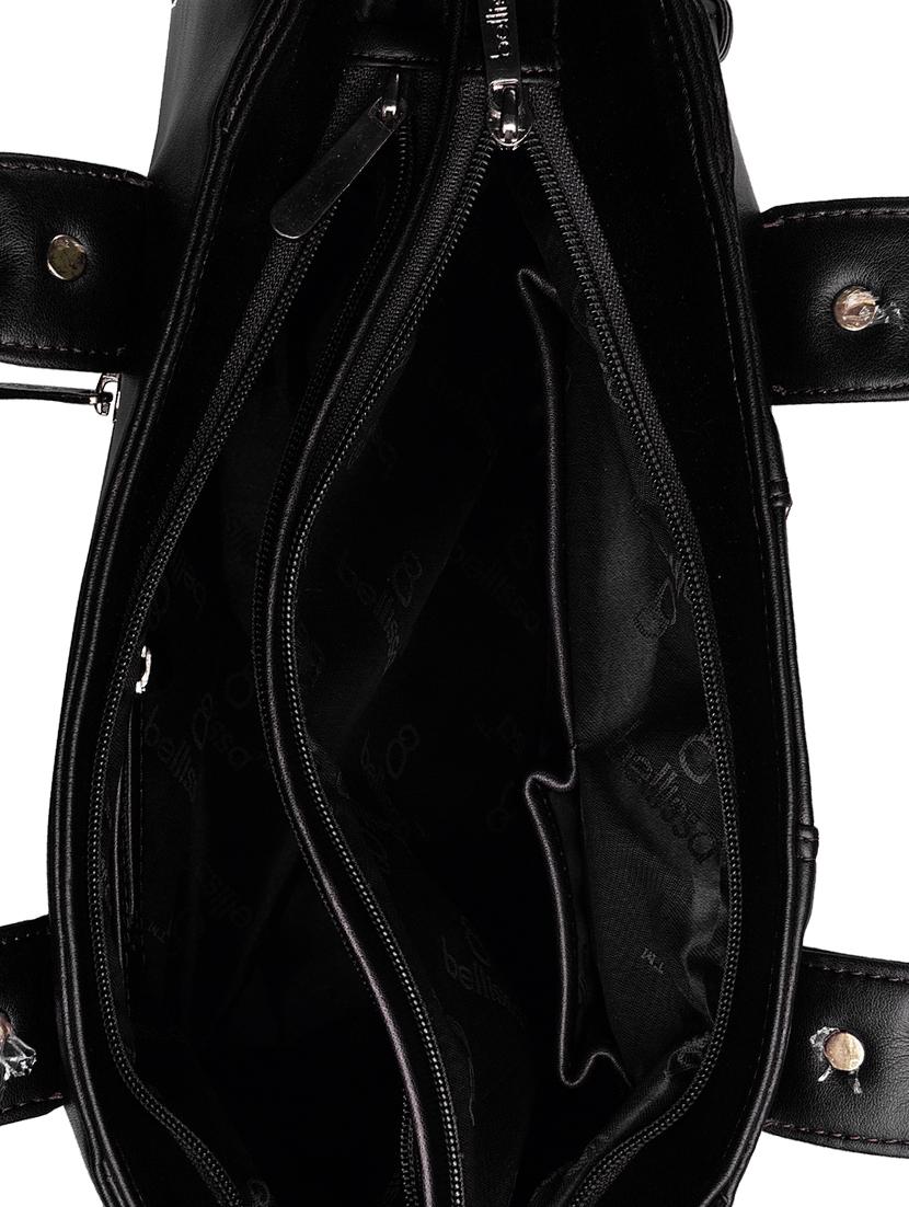 black leatherette (pu) regular handbag - 16596616 - Zoom Image - 3