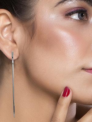 silver metal drop earring - 16597030 - Standard Image - 3