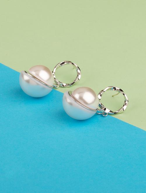 silver metal drop earring - 16597038 - Standard Image - 1