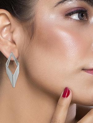silver metal drop earring - 16597039 - Standard Image - 3