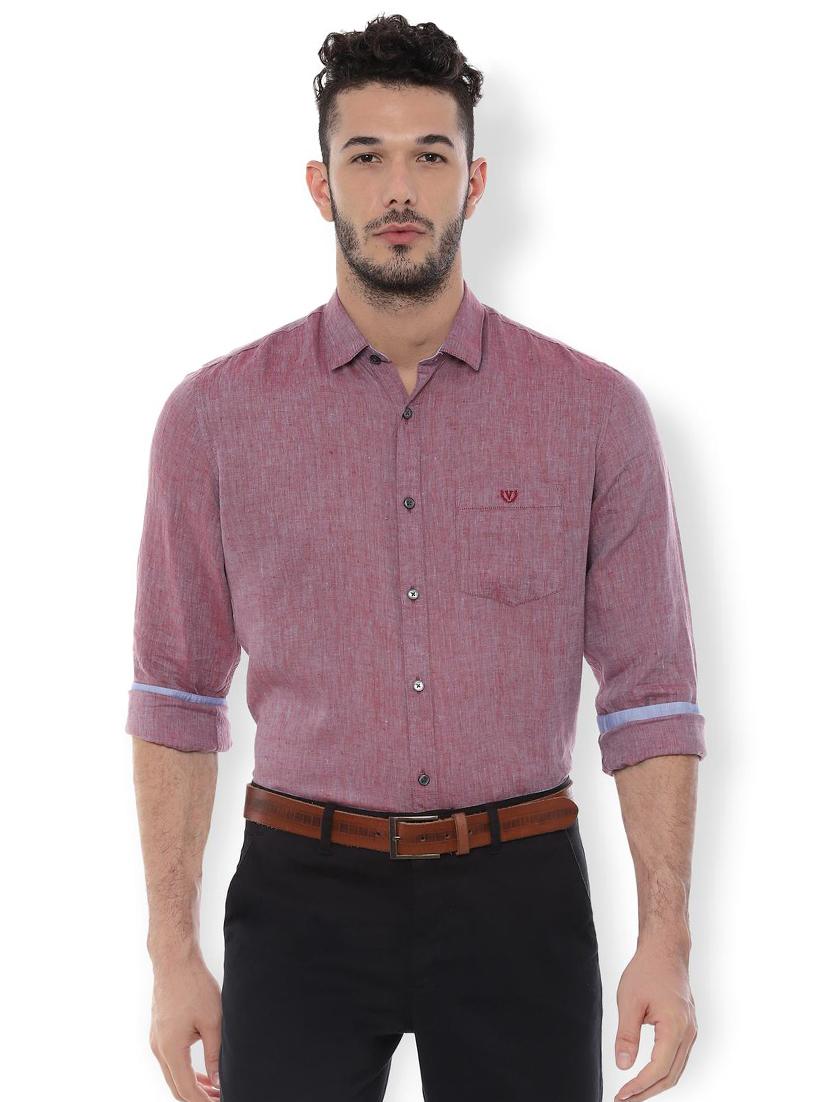 red linen solid casual shirt - 16598090 - Zoom Image - 1