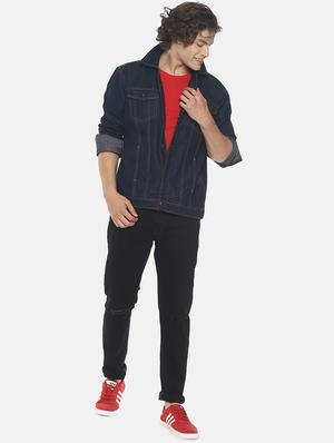 blue solid denim jacket - 16598725 - Standard Image - 4