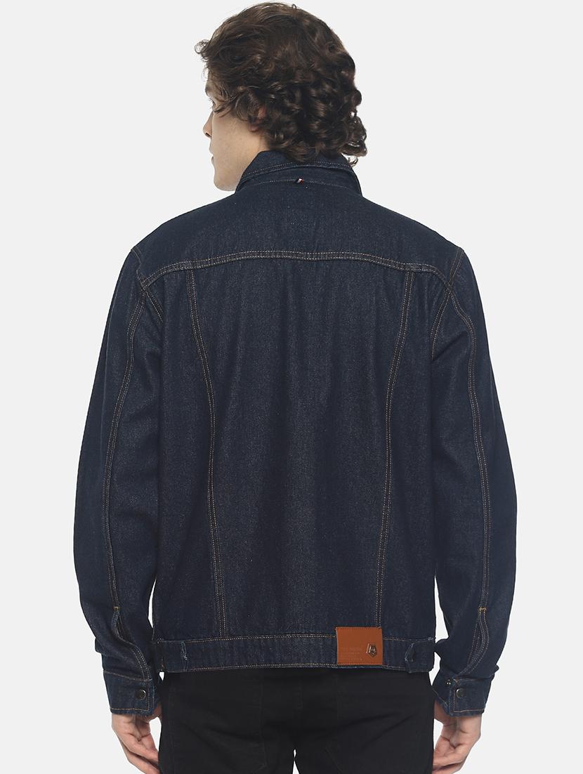 blue solid denim jacket - 16598725 - Zoom Image - 3
