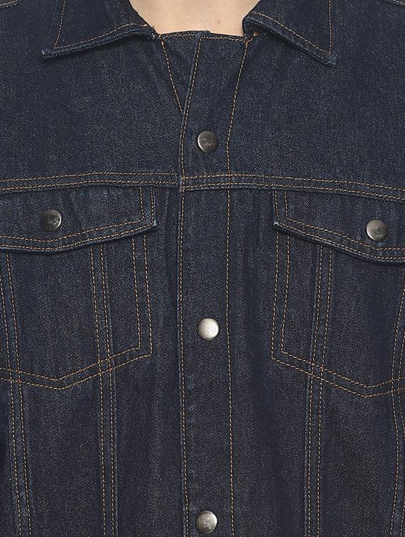 blue solid denim jacket - 16598725 - Zoom Image - 5