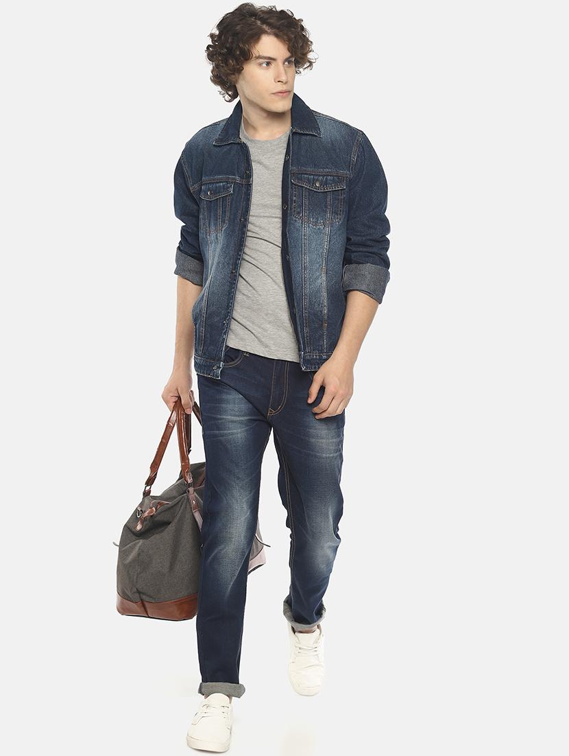 blue solid denim jacket - 16598726 - Zoom Image - 4