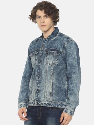 blue solid denim jacket - 16598727 - Standard Image - 2