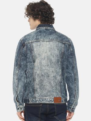 blue solid denim jacket - 16598727 - Standard Image - 3
