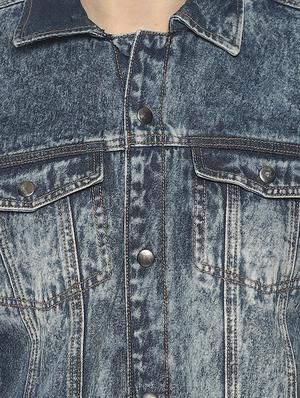 blue solid denim jacket - 16598727 - Standard Image - 4