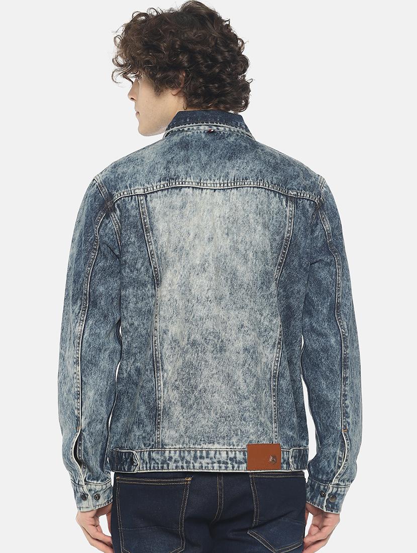 blue solid denim jacket - 16598727 - Zoom Image - 3