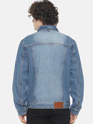 blue solid denim jacket - 16598728 - Standard Image - 3