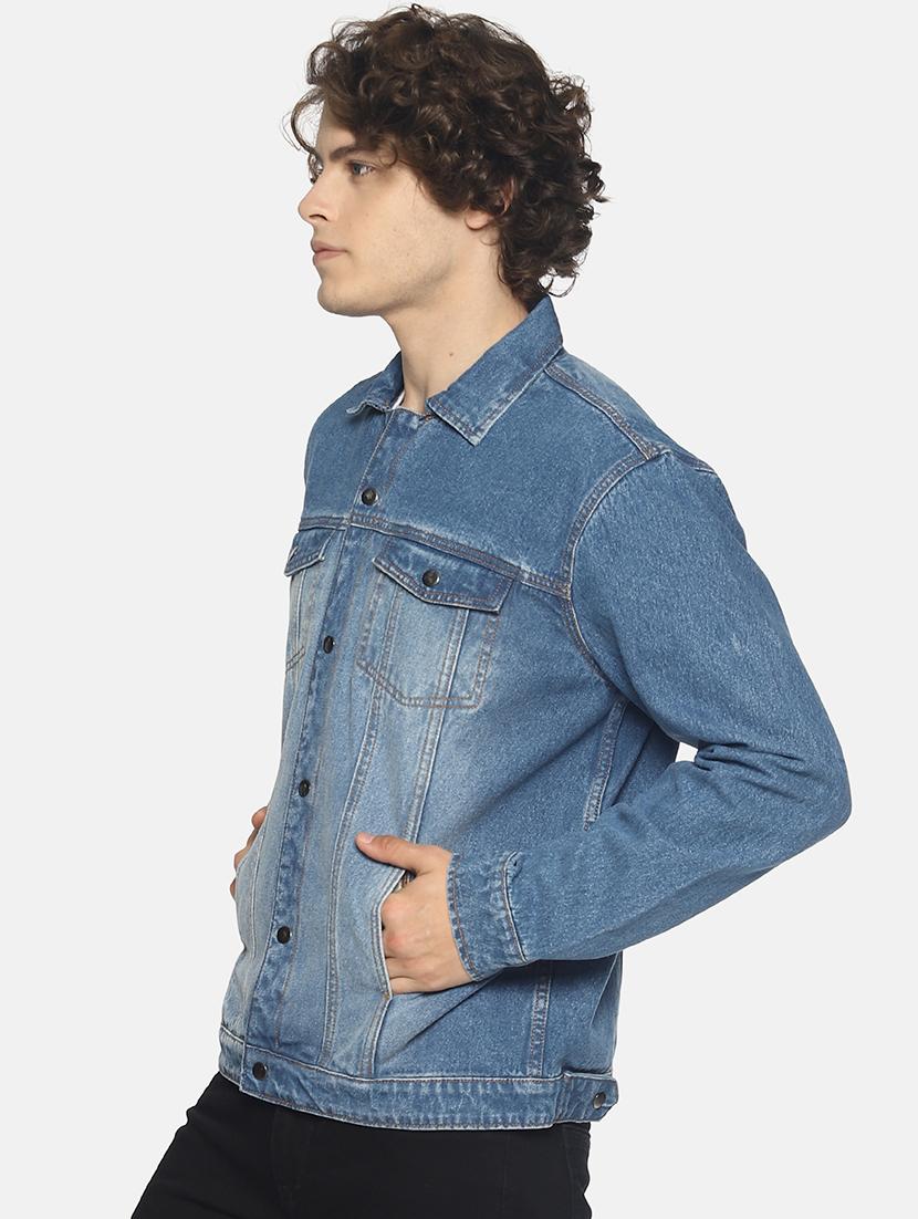 blue solid denim jacket - 16598728 - Zoom Image - 2
