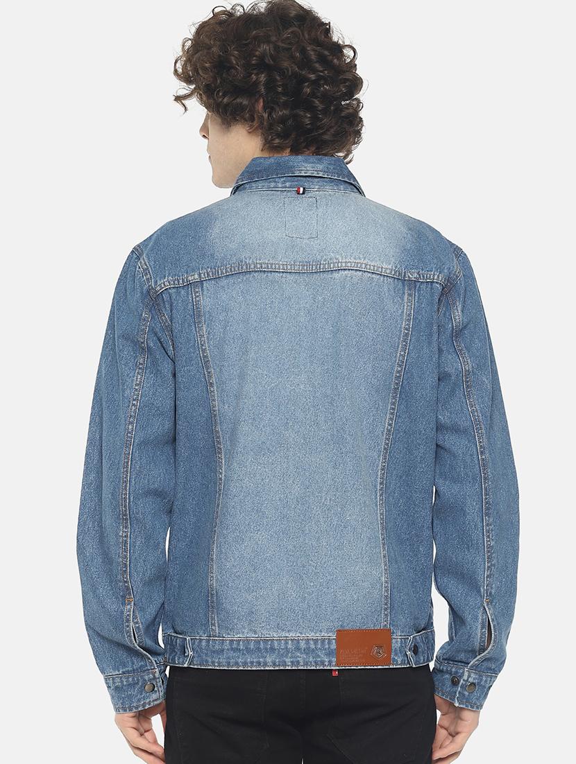 blue solid denim jacket - 16598728 - Zoom Image - 3