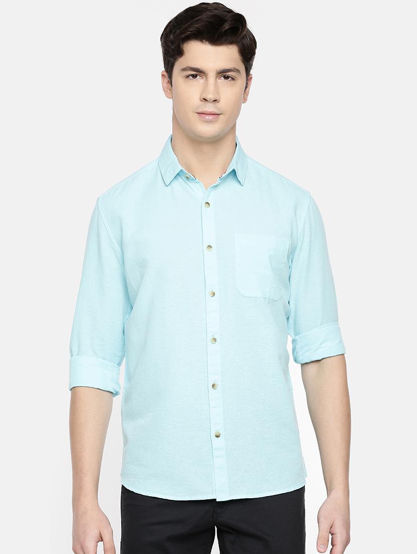 light blue solid casual shirt - 16598769 - Zoom Image - 1