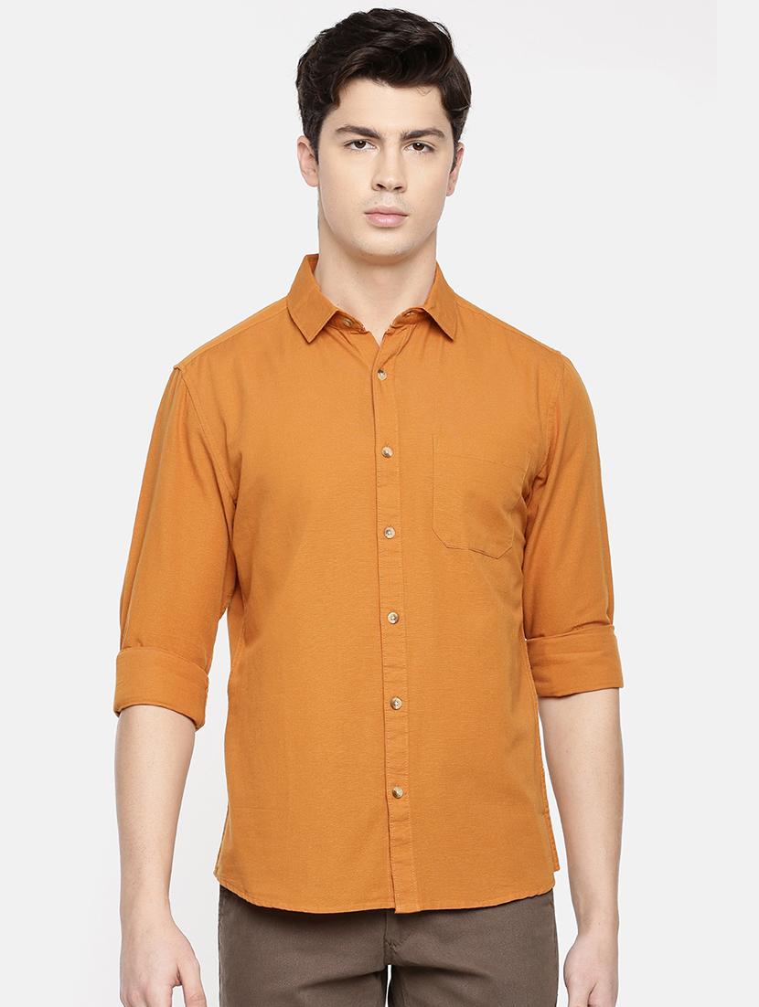 orange solid casual shirt - 16598772 - Zoom Image - 1