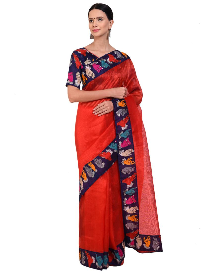 bordered bhagalpuri saree with blouse - 16598995 - Zoom Image - 1