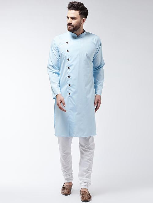 sky blue solid kurta pyjama set - 16599049 - Standard Image - 1