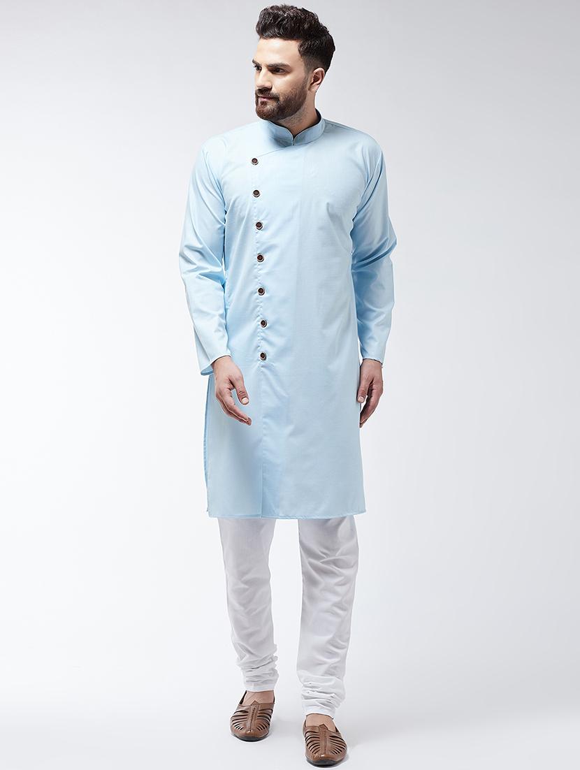 sky blue solid kurta pyjama set - 16599049 - Zoom Image - 1