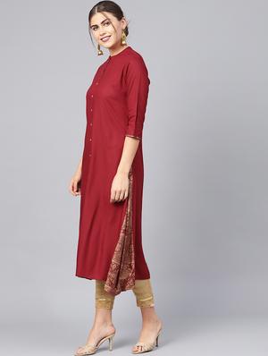 solid a-line kurta - 16599637 - Standard Image - 2