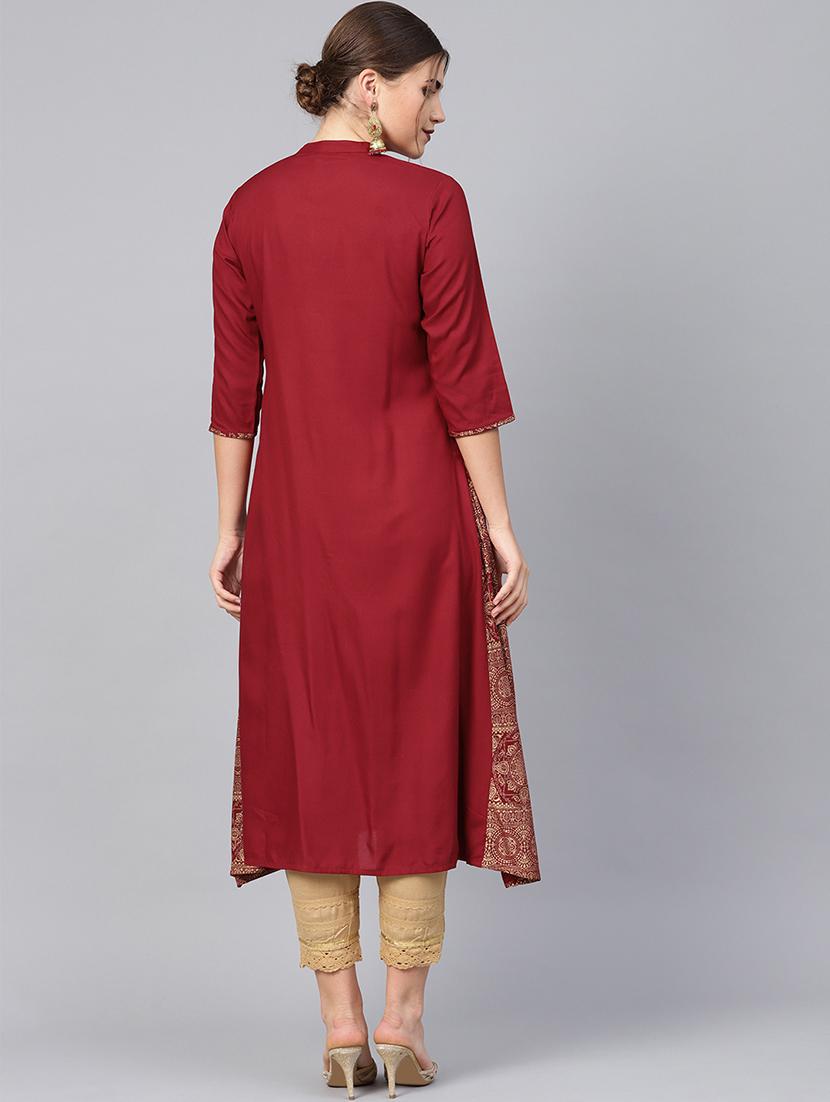 solid a-line kurta - 16599637 - Zoom Image - 3