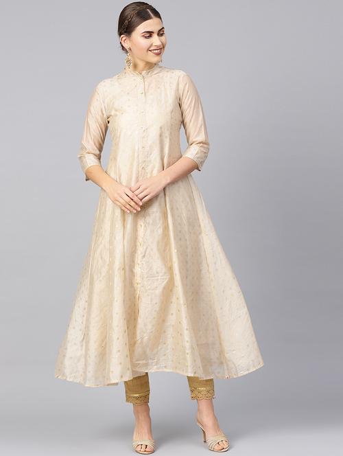 pastel chanderi layered kurta - 16599638 - Standard Image - 1