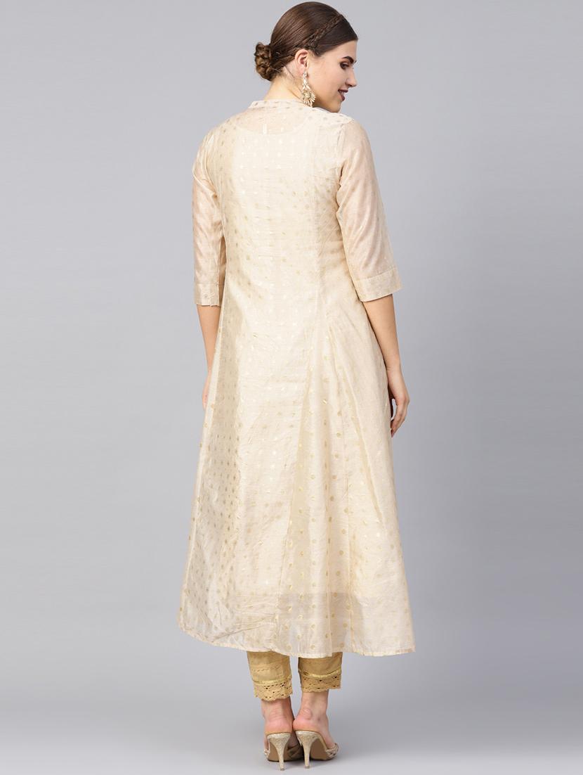 pastel chanderi layered kurta - 16599638 - Zoom Image - 3