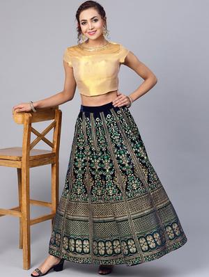 floral velvet flared skirt - 16599667 - Standard Image - 4
