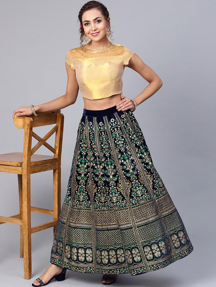 floral velvet flared skirt - 16599667 - Zoom Image - 4
