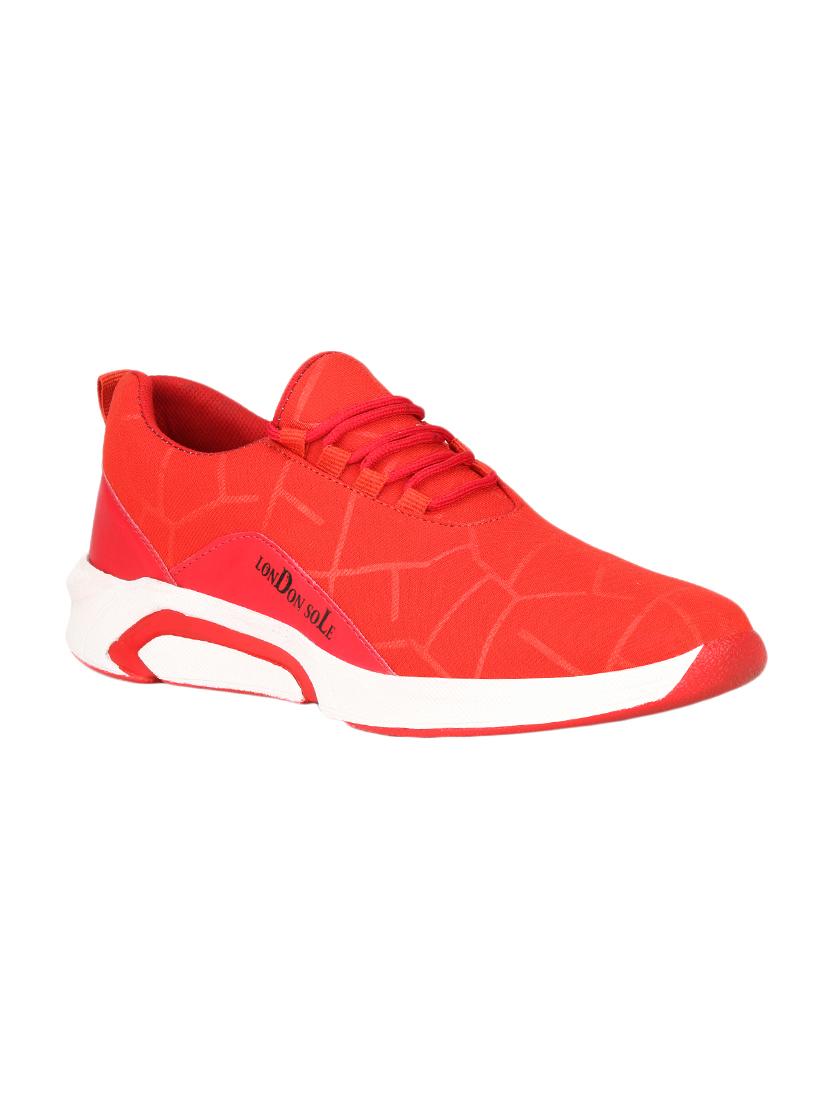 red fabric lace up sport shoes - 16599681 - Zoom Image - 1