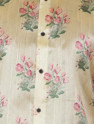 beige silk blend floral print long kurta - 16599833 - Standard Image - 4