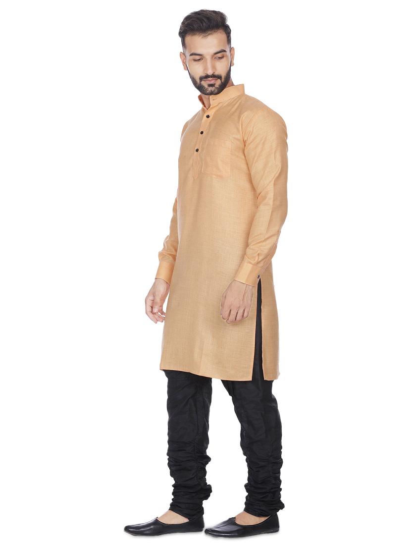 orange silk blend solid long kurta - 16599847 - Zoom Image - 2