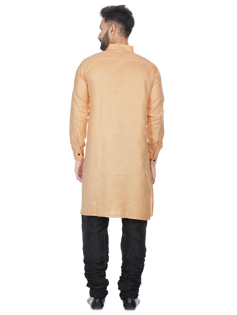 orange silk blend solid long kurta - 16599847 - Zoom Image - 3