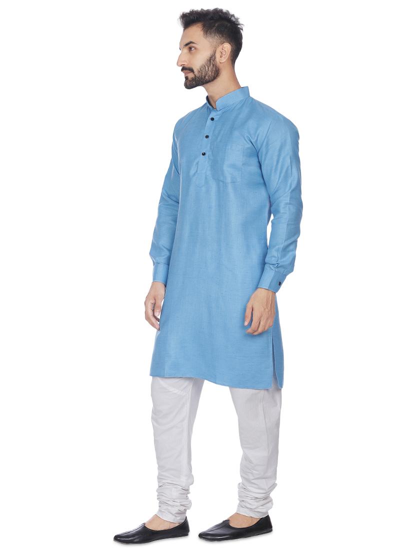 blue solid long kurta - 16599850 - Zoom Image - 2