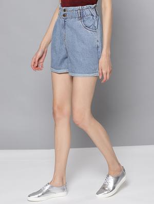 high rise denim shorts - 16600019 - Standard Image - 2