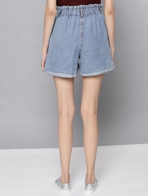 high rise denim shorts - 16600019 - Standard Image - 3