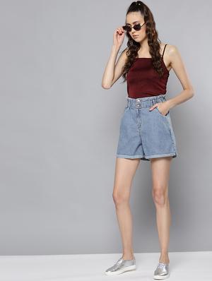 high rise denim shorts - 16600019 - Standard Image - 4